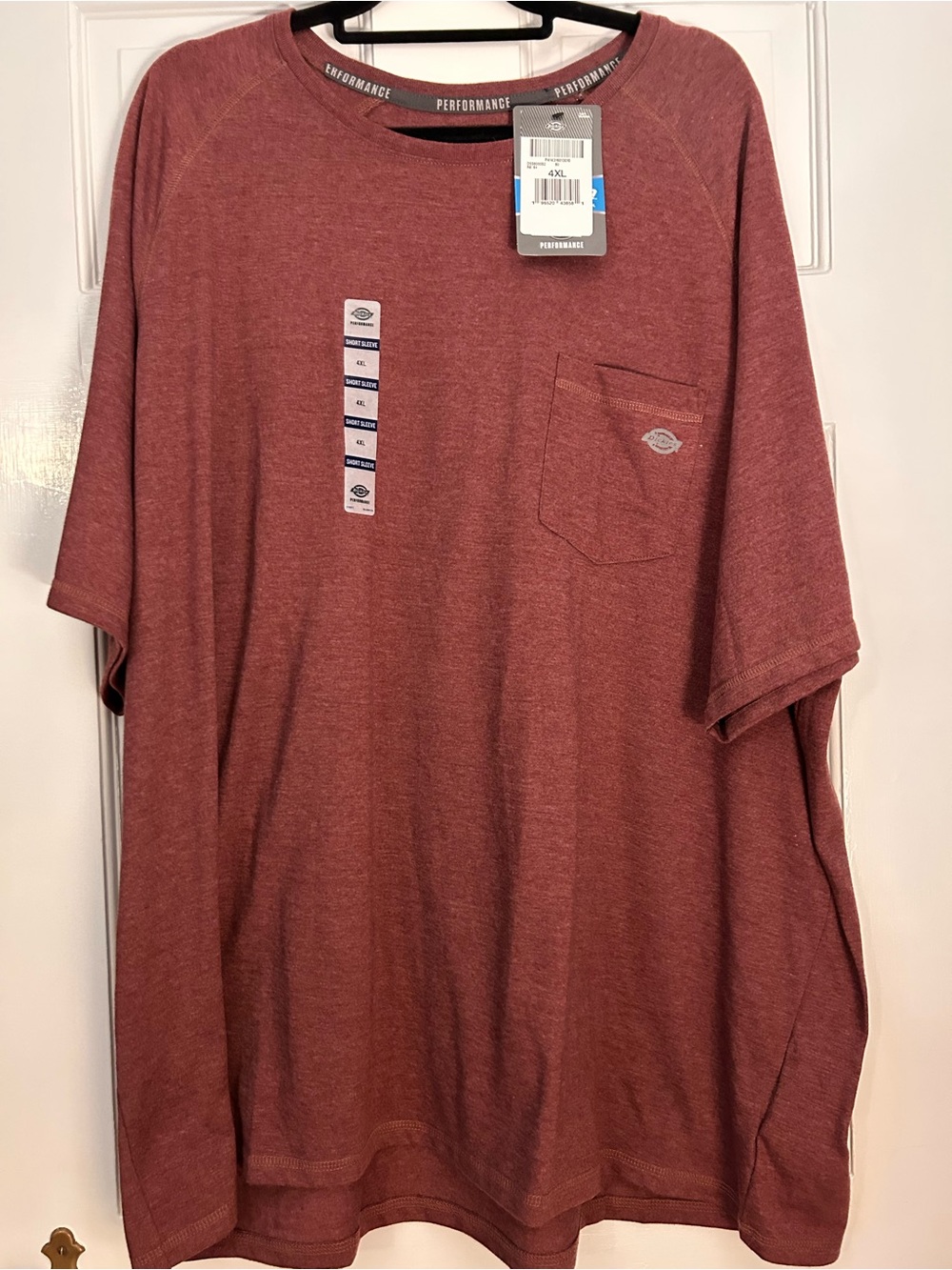 NWT Dickies Performance Pocket Tee 4XL Burgundy Short Sleeve